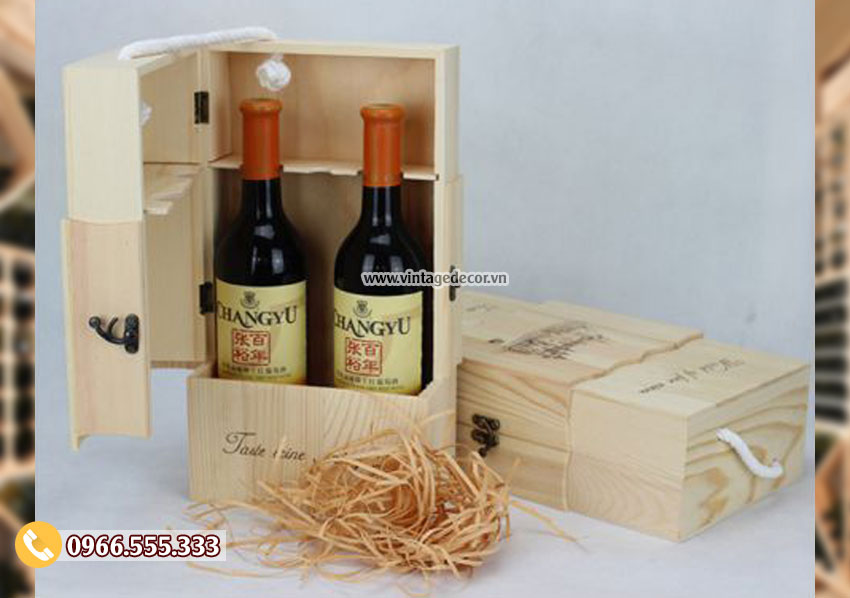 Mẫu hộp gỗ đựng rượu quà tặng HDR79