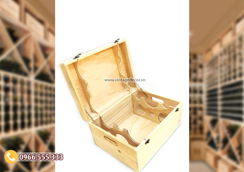 Mẫu hộp gỗ đựng rượu đơn giản HDR83