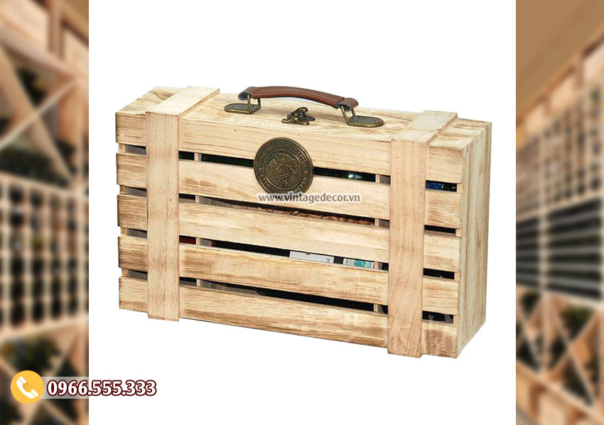Mẫu hộp gỗ thông đựng ly rượu đơn giản HDR86