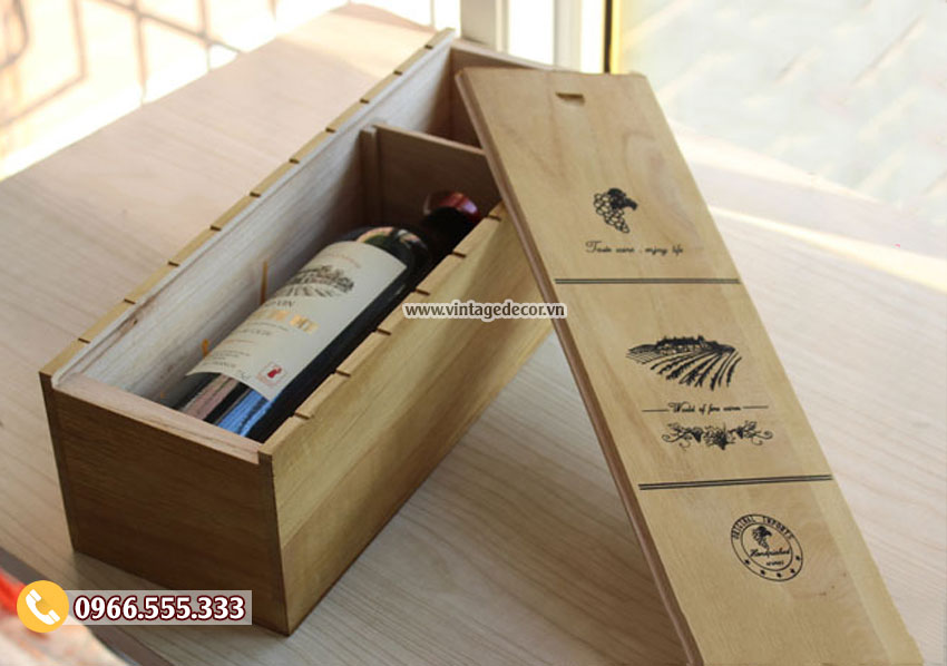Mẫu hộp đựng rượu bằng gỗ thông cao cấp HDR91