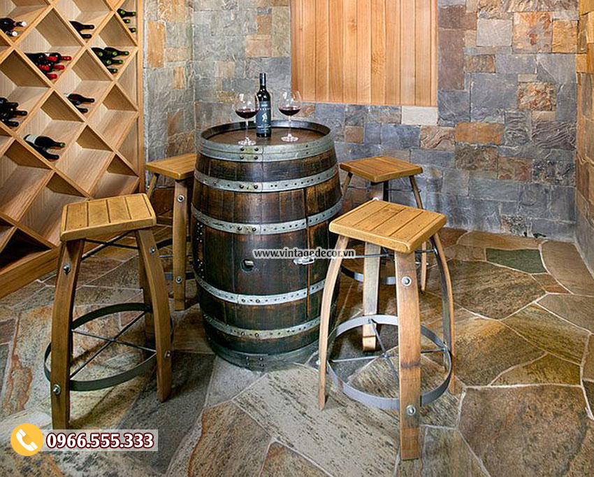 Mẫu bộ bàn ghế trang trí hầm rượu cổ điển BG14