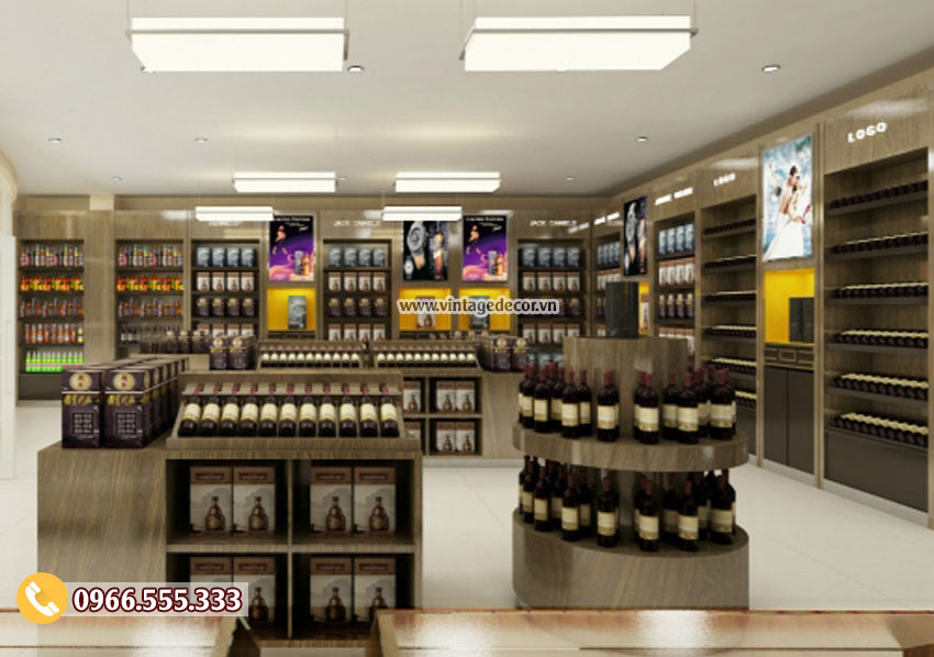 Mẫu thiết kế cửa hàng rượu vang hiện đại CHR18