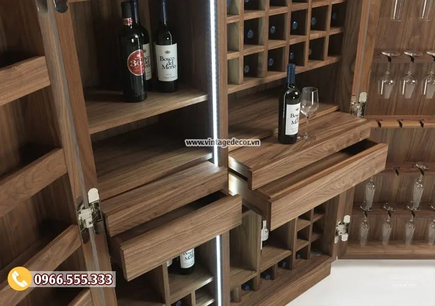 Mẫu tủ rượu gia đình gỗ sồi đẹp TBR06 Mẫu tủ rượu gia đình gỗ sồi đẹp TBR06