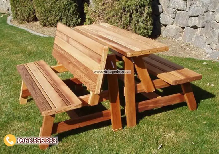 Mẫu bộ bàn liền ghế thông minh trang trí ngoài trời BG75