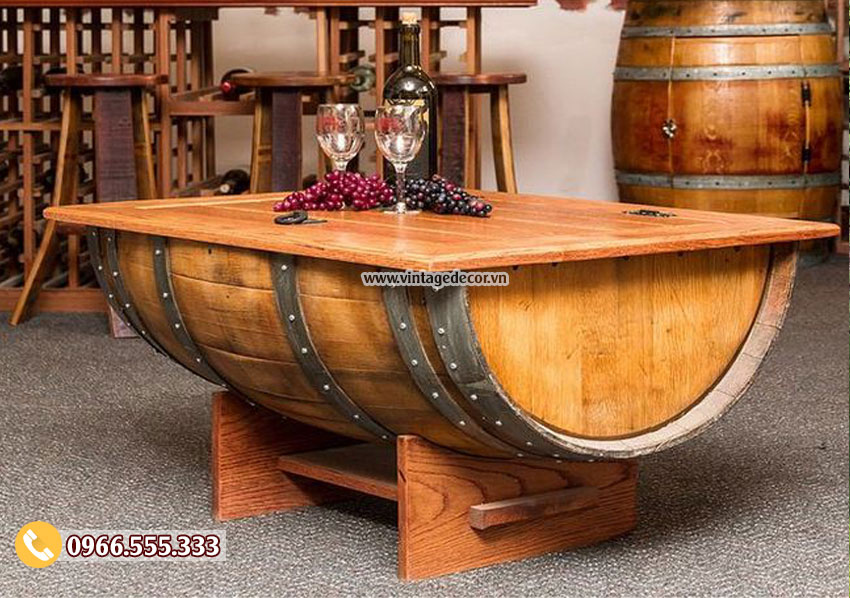 Mẫu bàn thùng rượu gỗ sồi DL20
