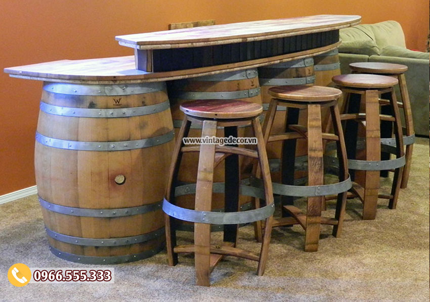 Mẫu bộ bàn Bar thùng rượu DL10