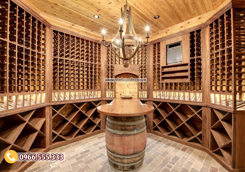 Mẫu hầm rượu vang gỗ sồi tại nhà đẹp HR59