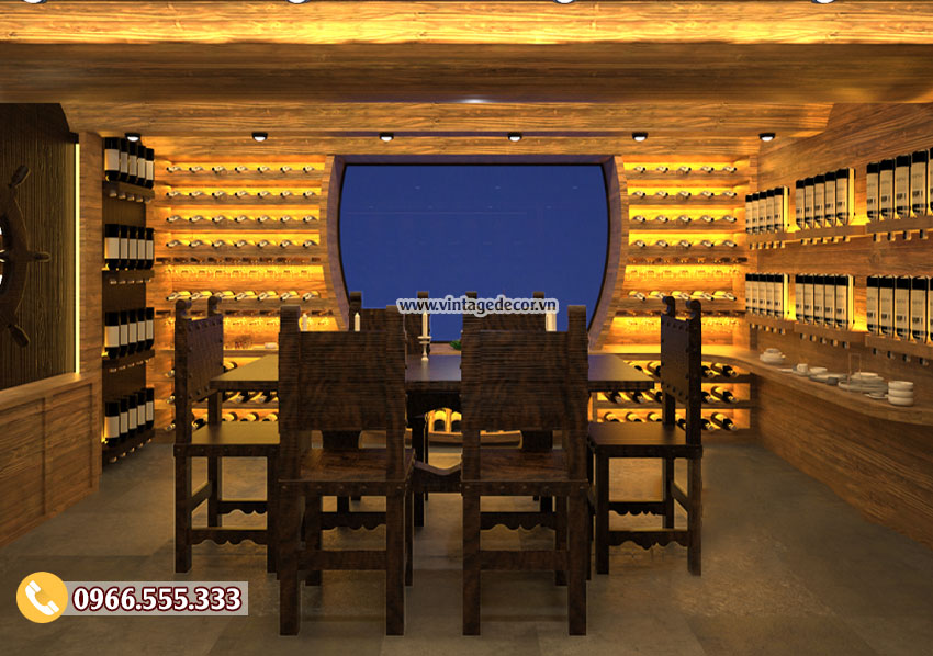 Mẫu thiết kế Phòng Vip hầm rượu nhà hàng đẹp BR55