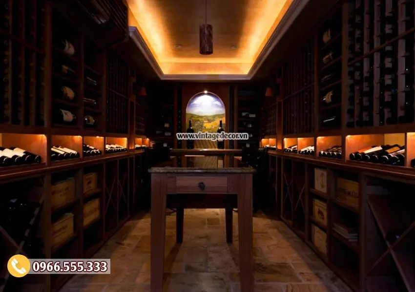 Mẫu thiết kế hầm rượu vang gia đình phong cách cổ điển HR70