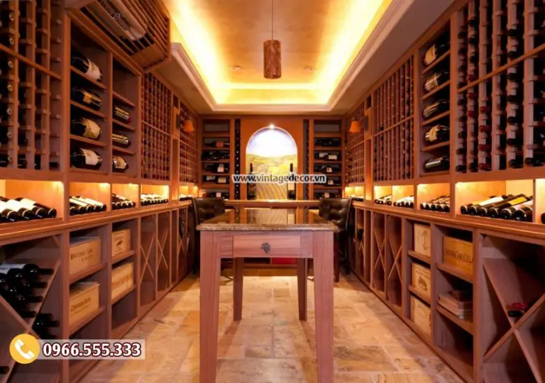 Mẫu thiết kế hầm rượu vang gia đình phong cách cổ điển HR70