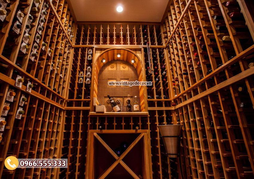 Mẫu thiết kế hầm rượu vang tại nhà gỗ sồi HR87