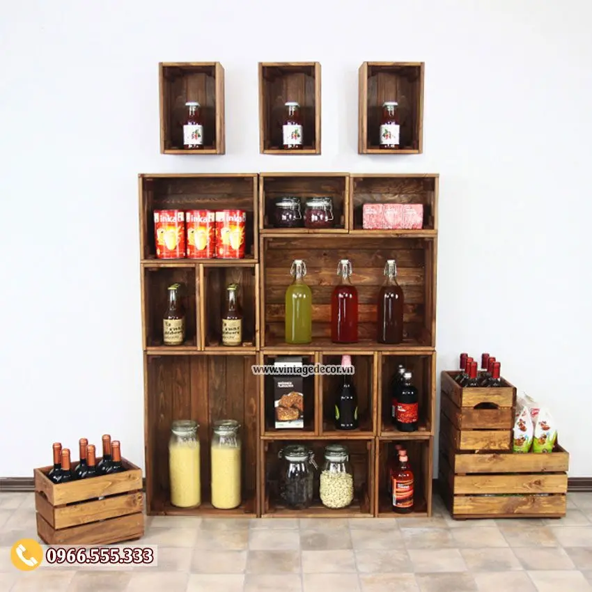 Mẫu kệ lưu trữ rượu vang gỗ thông TBR35 Mẫu kệ lưu trữ rượu vang gỗ thông TBR35