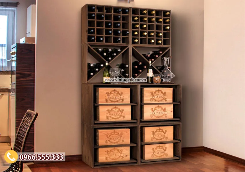 Mẫu kệ rượu vang lắp ghép cho gia đình TBR51 Mẫu kệ rượu vang lắp ghép cho gia đình TBR51