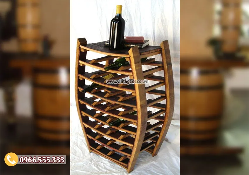 Mẫu kệ tái chế từ thùng rượu vang gỗ sồi DL34 Mẫu kệ tái chế từ thùng rượu vang gỗ sồi DL34
