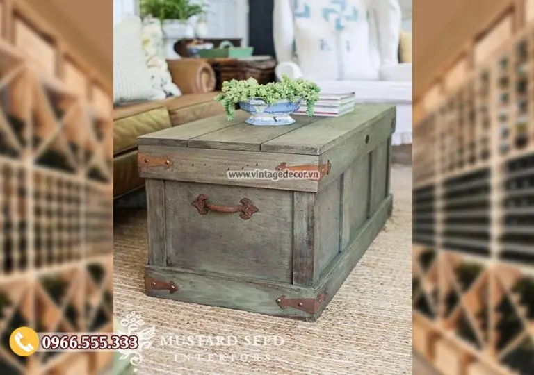 Mẫu rương gỗ kết hợp bàn trang điểm đẹp RG34