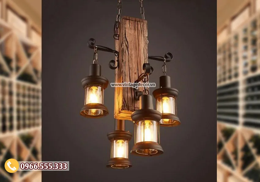 Mẫu đèn gỗ thả trần cổ điển DG001 Mẫu đèn gỗ thả trần cổ điển DG001