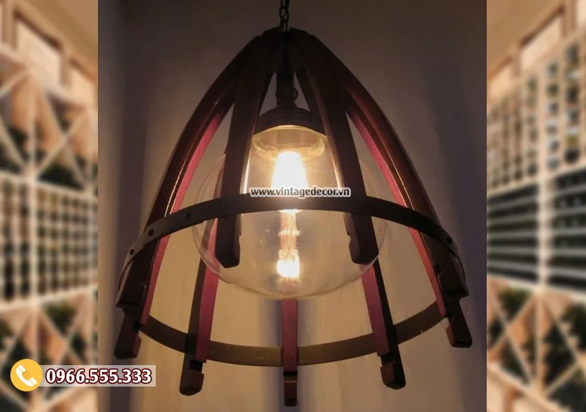 Mẫu đèn gỗ thả trần hà nội DG034