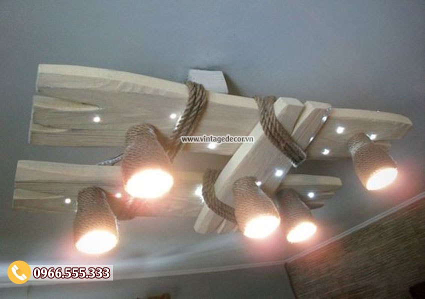 Mẫu đèn gỗ thiết kế trang trí phòng khách đẹp DG074