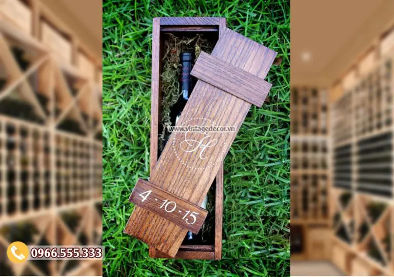 Mẫu hộp gỗ thông đựng 1 chai rượu HDR43