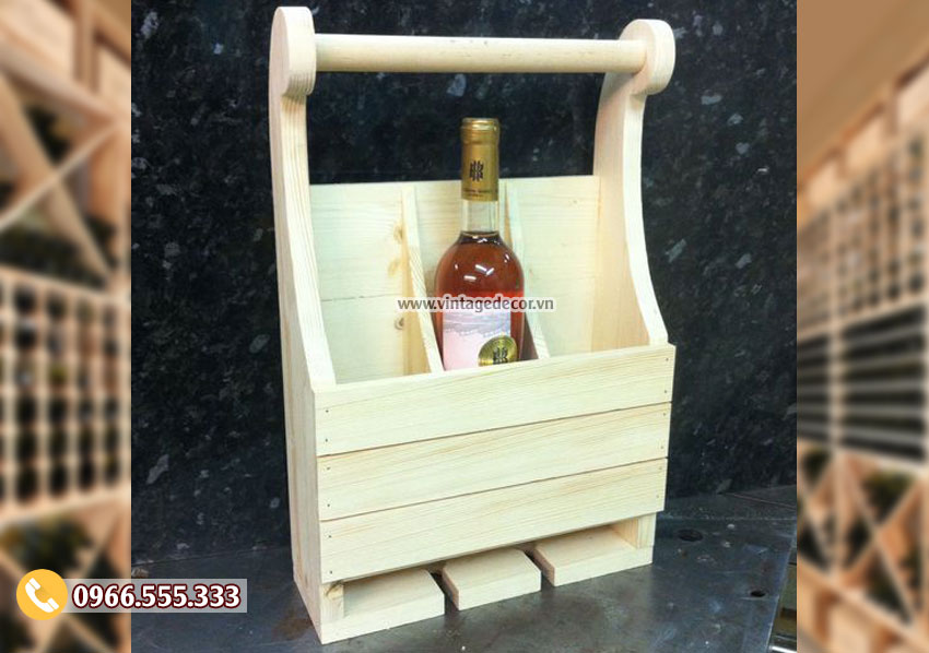 Mẫu hộp đựng rượu bằng gỗ thông HDR77