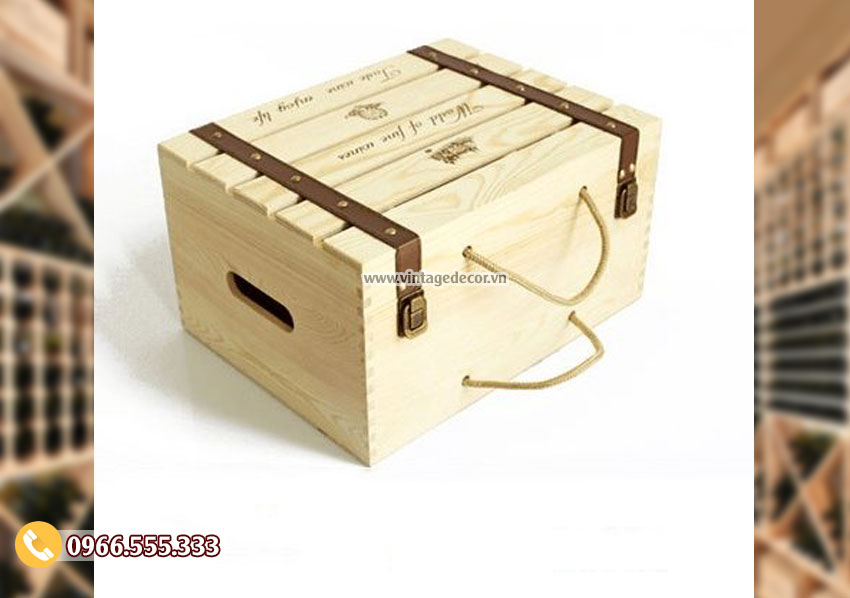Mẫu hộp đựng rượu vang bằng gỗ đẹp HDR81
