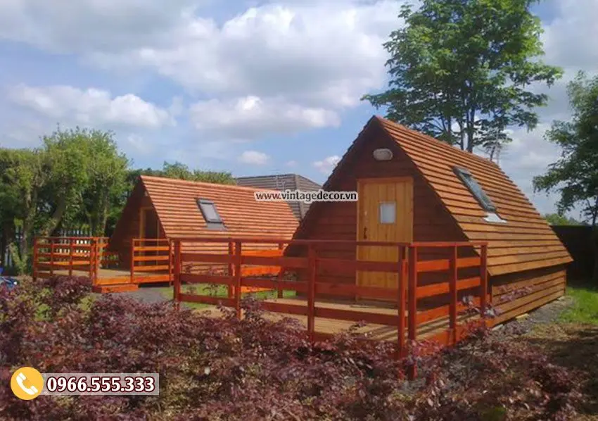 Mẫu thiết kế homestay nhà gỗ thông tại hà nội NB44