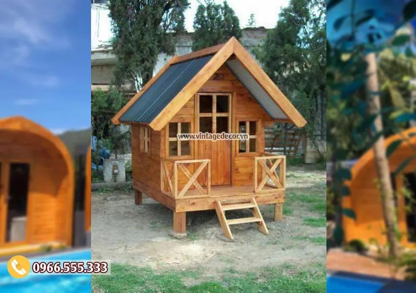 Mẫu nhà gỗ thông đơn giản nhỏ NB55