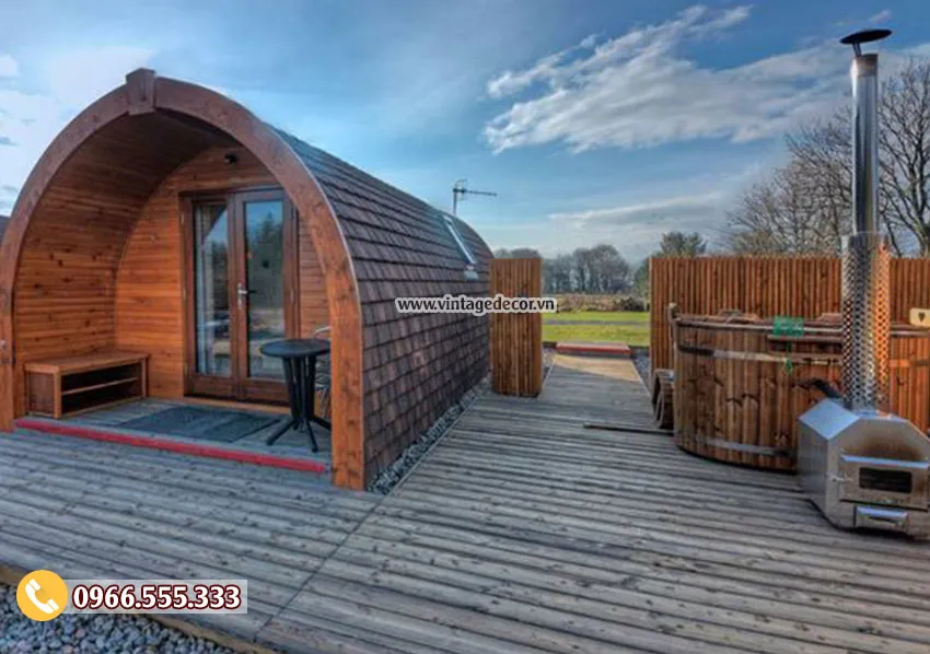 Mẫu bungalow trong resort nhà ống mái vòm NB59