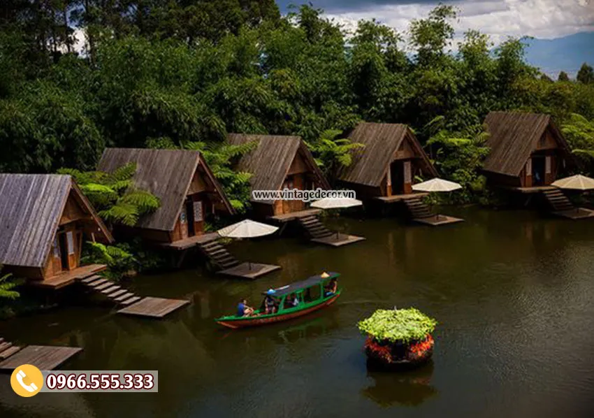 Mẫu thiết kế nhà gỗ homestay khu du lịch ven sông NB37