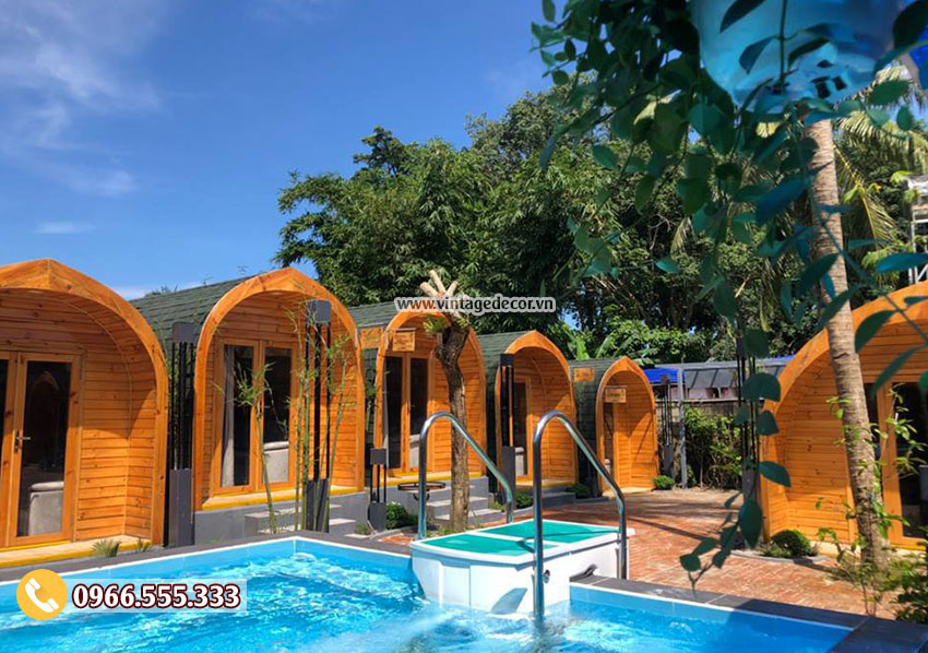 Thiết kế kiểu nhà gỗ bungalow mô hình khu du lịch sinh thái