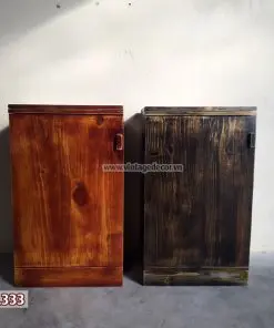 Hai tủ rượu TRM02 đóng – tông nâu đỏ và tông sẫm vân vàng