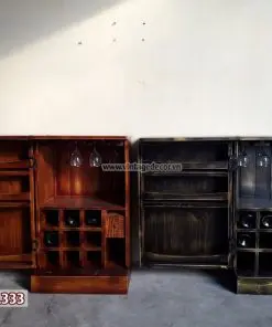 Hai tủ rượu TRM02 mở nắp và cánh – ô chai, ngăn kéo nhỏ, kệ ly