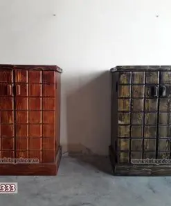 Hai tủ TRM01 đóng – tông nâu đỏ và tông sẫm cạnh nhau