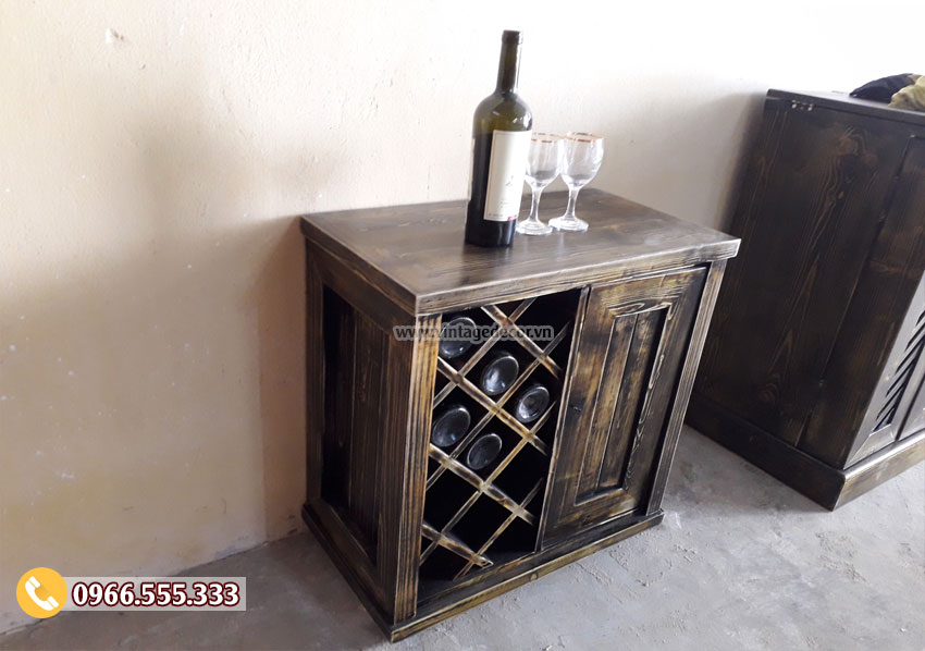 Tủ rượu mini gỗ thông nhập khẩu TRM05