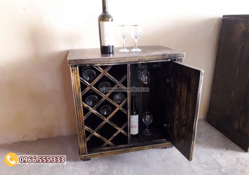 Tủ rượu mini gỗ thông nhập khẩu TRM05