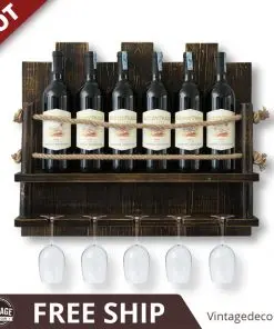Kệ rượu treo tường Ptagas KR05 gỗ sẫm