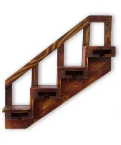 Kệ rượu KR13 nâu đỏ để trống – hộp bậc và tay vịn xiên