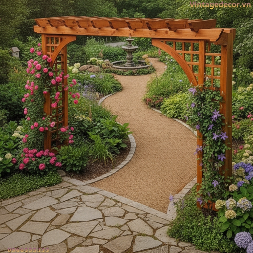 cổng gỗ sân vườn C2