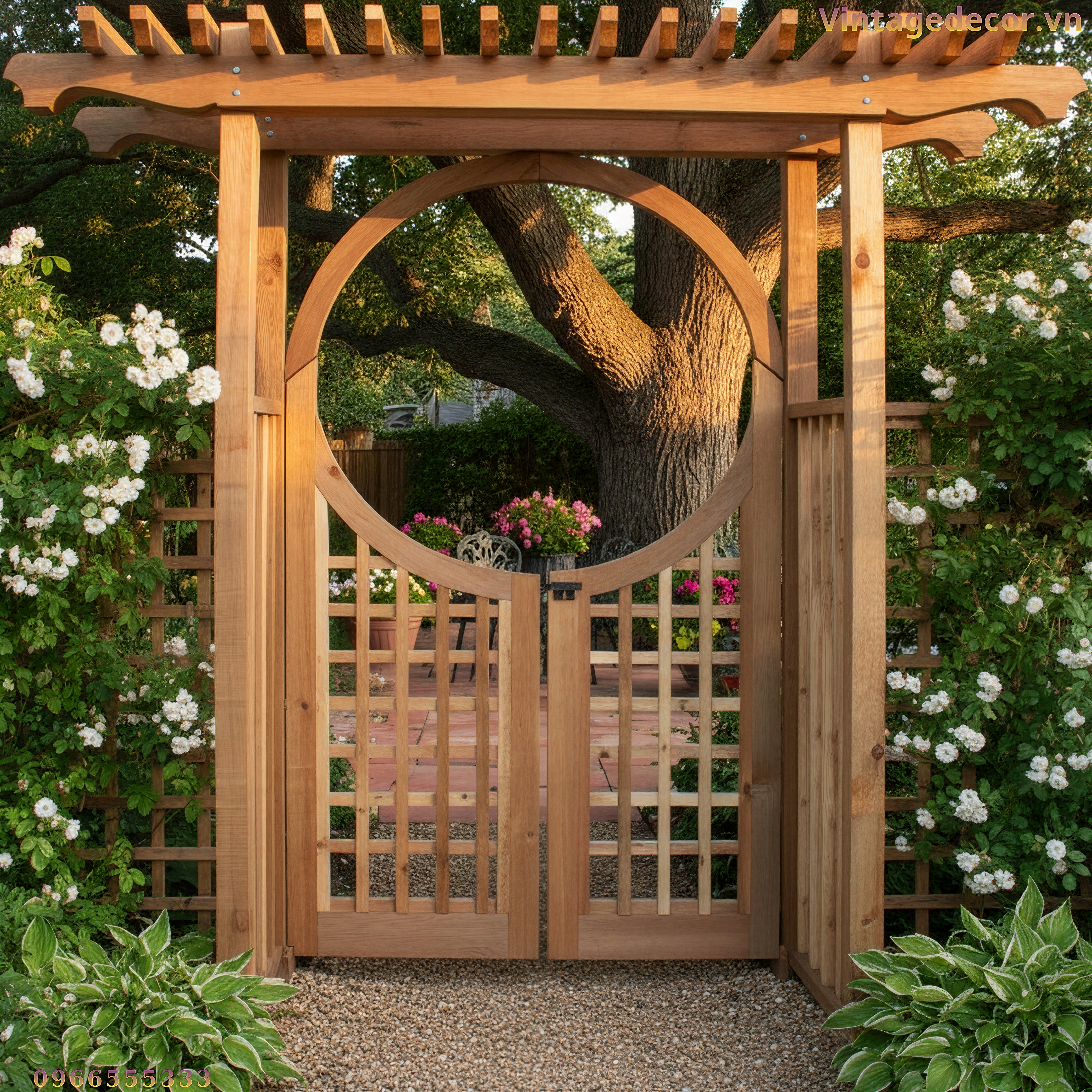 cổng gỗ sân vườn C3