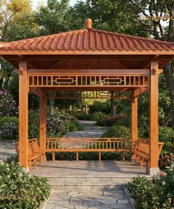 Chòi Gỗ Sân Vườn T3 - Gỗ Thông Tự Nhiên, Mái Ngói Cổ Điển