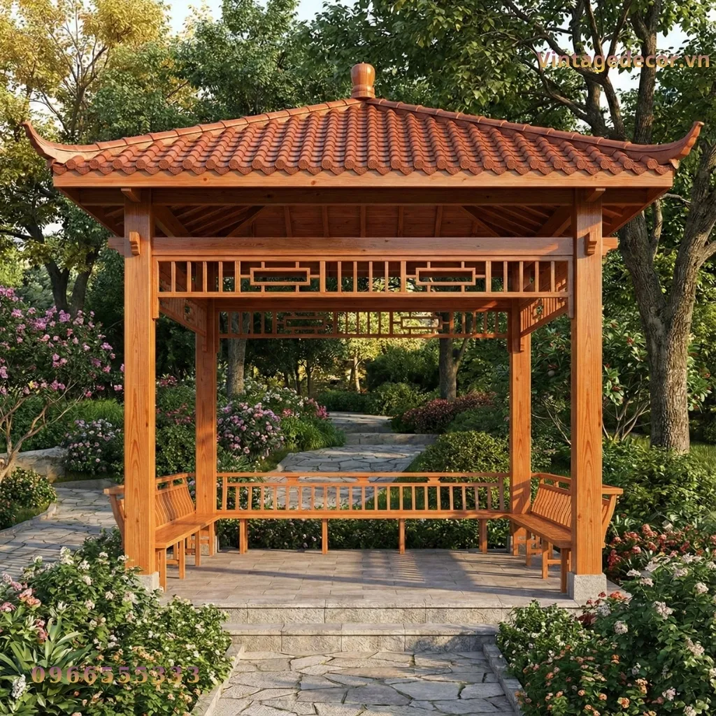 Chòi Gỗ T3 Mái Ngói Truyền Thống