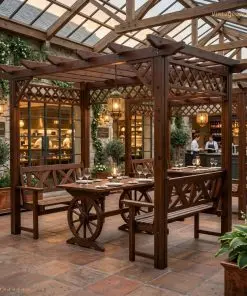 bộ bàn ghế kết hợp giàn hoa pergola P1