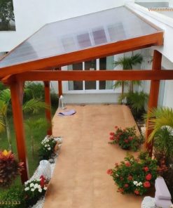 Giàn Hoa Pergola P3 - Mái Áp Tường Lấy Sáng, Gỗ Thông