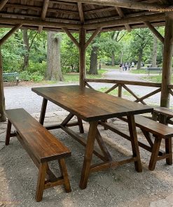 Bàn Ghế Gỗ Rời Chữ A BG2 - Gỗ Thông Tự Nhiên