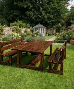 Bàn Ghế Ngoài Trời BG5 - Bộ Bàn Ghế Gỗ Thông Tối Giản Đa Năng