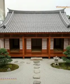 Nhà Gỗ Nhật Bản J1 - Mái Ngói Xám, Sân Vườn Sỏi Trắng, Gỗ Thông