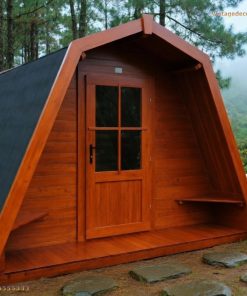Nhà Gỗ Bungalow B3 - Mái Vòm Cong Ấm Cúng, Gỗ Thông
