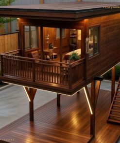 Nhà Gỗ Homestay S7 - Nâng Sàn Hiện Đại, Đèn LED Ấn Tượng