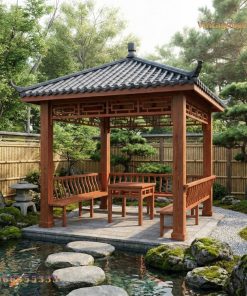 Chòi Gỗ Sân Vườn T1 - Chòi Gỗ Thông Chạm Khắc Mái Cong