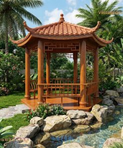Chòi Gỗ Sân Vườn T2 - Chòi Lục Giác Gỗ Thông Vườn Nhiệt Đới